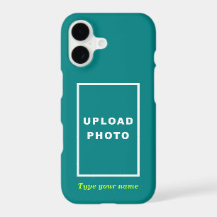 Your Photo and Name on Teal Background iPhone 17 Case