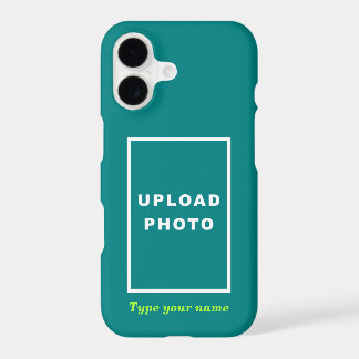 Your Photo and Name on Teal Background iPhone 17 Case