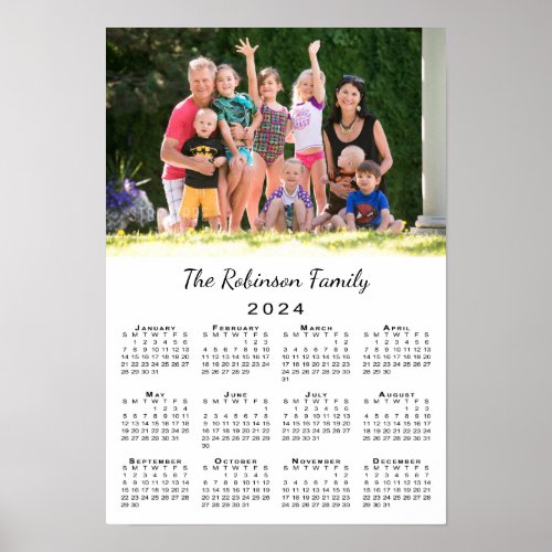 Your Photo and Name Personalized 2024 Calendar Poster