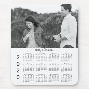 Your Photo and Names Personalized 2020 Calendar Mouse Pad