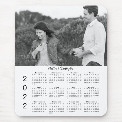 Your Photo and Names Personalized 2022 Calendar Mouse Pad