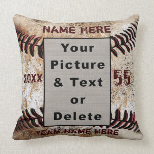 Your Photo and Personalized Baseball Throw Pillow