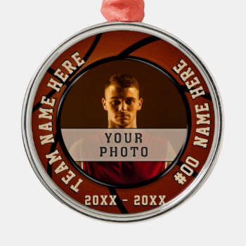 Your Photo And Personalized Basketball Ornaments by YourSportsGifts at Zazzle