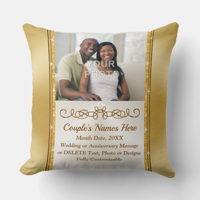 Your Photo and Personalized Pillow Wedding Gift (Front)