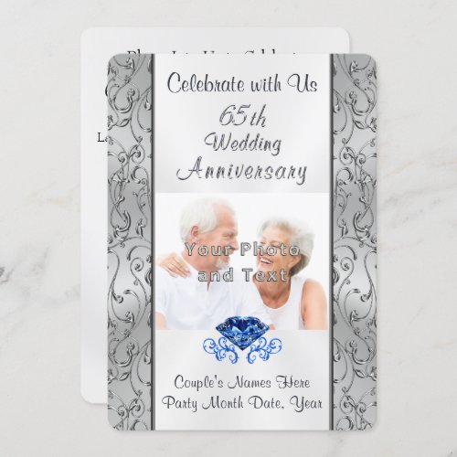 Your PHOTO and TEXT 65th Anniversary Invitations