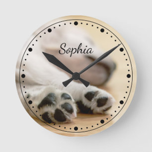 Your Photo And Text & Any Color Dotted Clock Face