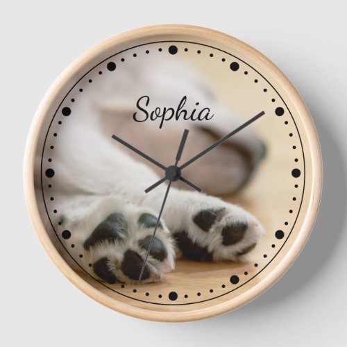 Your Photo And Text  Any Color Dotted Clock Face