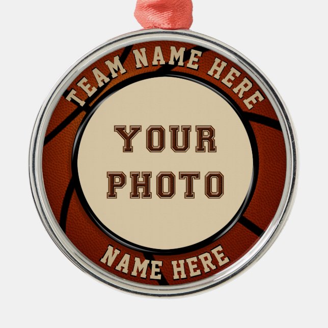 Your PHOTO and TEXT Basketball Ornaments (Front)