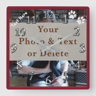 Your Photo and Text Personalized Dog Wall Clock