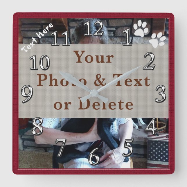 Your Photo and Text Personalized Dog Wall Clock (Front)