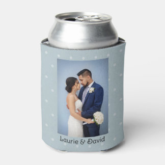 Your Photo and Text Polka Dots Personalized Can Cooler