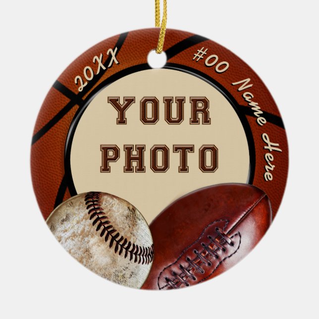 Your Photo and Text Sports Related Gifts, Ornament (Front)
