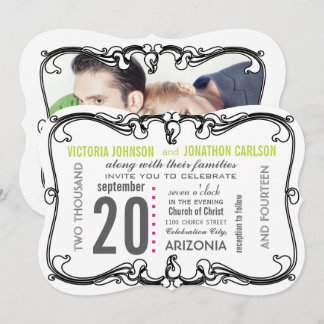 Your Photo Art Deco Modern Wedding Invite