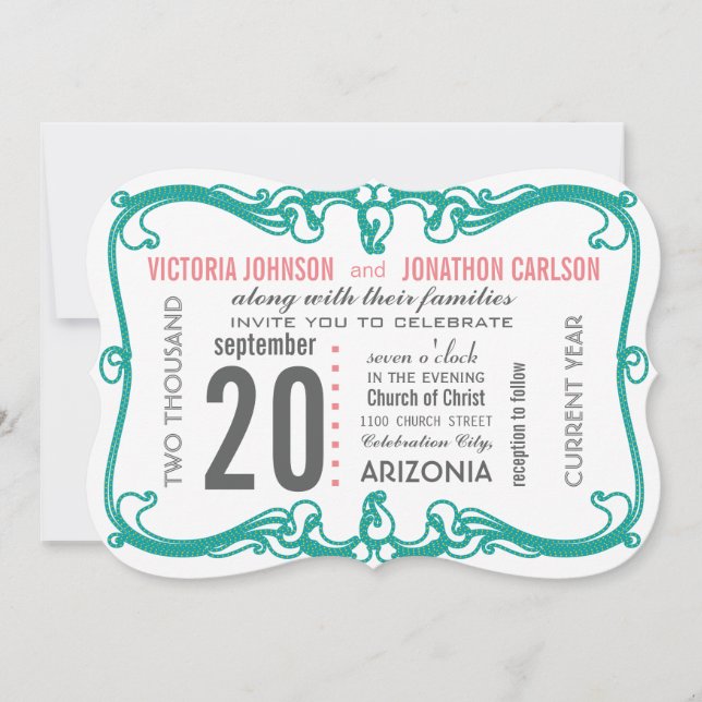 Your Photo Art Deco Modern Wedding Invite (Front)