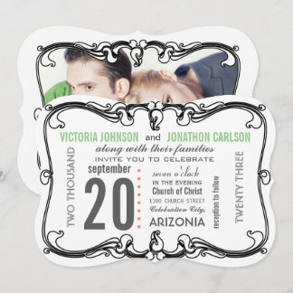Your Photo Art Deco Retro Wedding Invitation