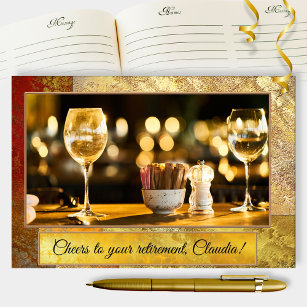 Your Photo Artistic Gold Retirement Guest Book