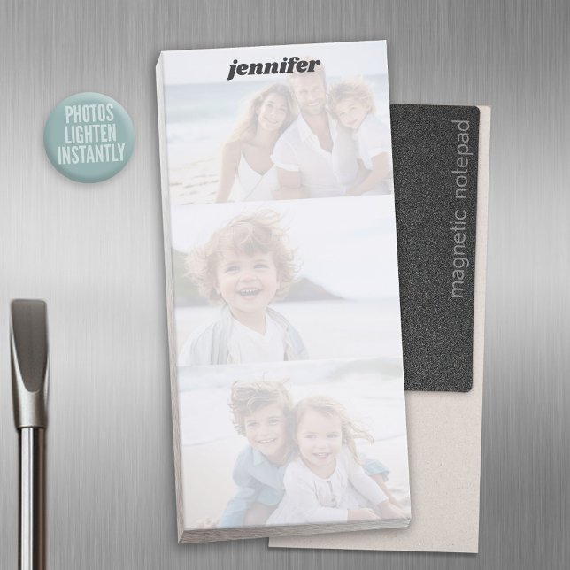 Your Photo Automatically Lightens Up with Name Magnetic Notepad (Personalized notepad with a magnet on the back to put on the fridge or file cabinet)