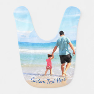 Your Photo Baby Bib Gift with Custom Text Name