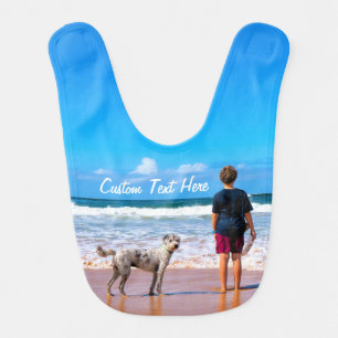 Your Photo Baby Bib with Custom Text
