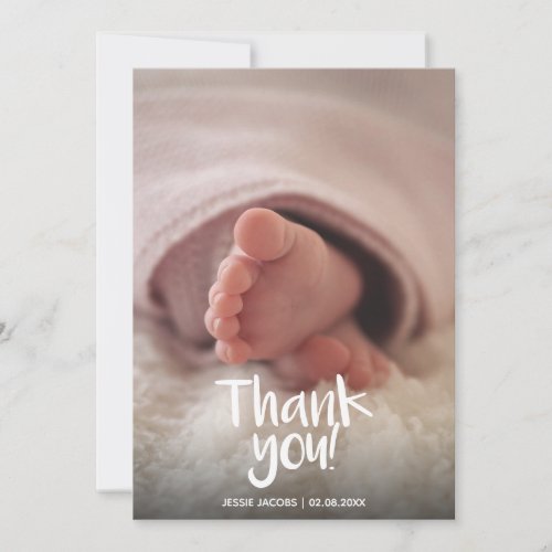 Your photo baby girl baby shower thank you card