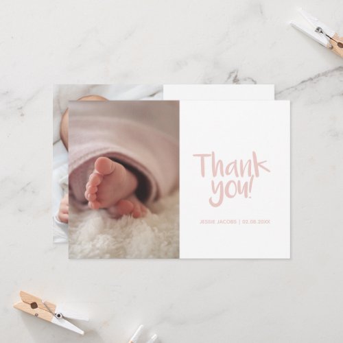 Your photo baby girl baby shower thank you card