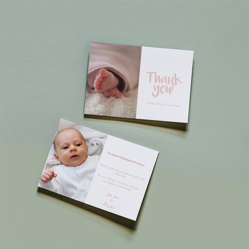 Your photo baby girl baby shower thank you card