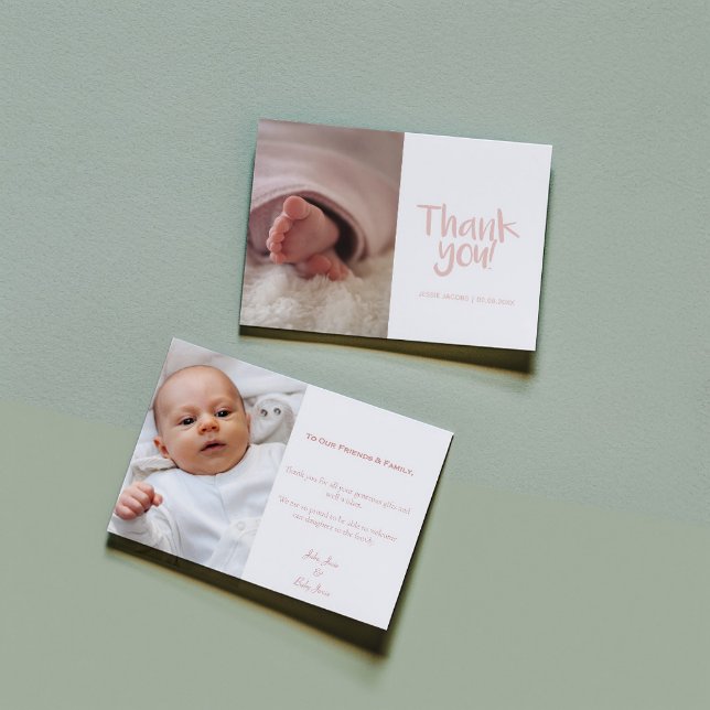 Your photo, baby girl, baby shower thank you card (Creator Uploaded)