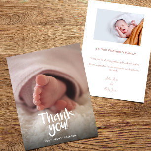 Your photo baby girl baby shower thank you card