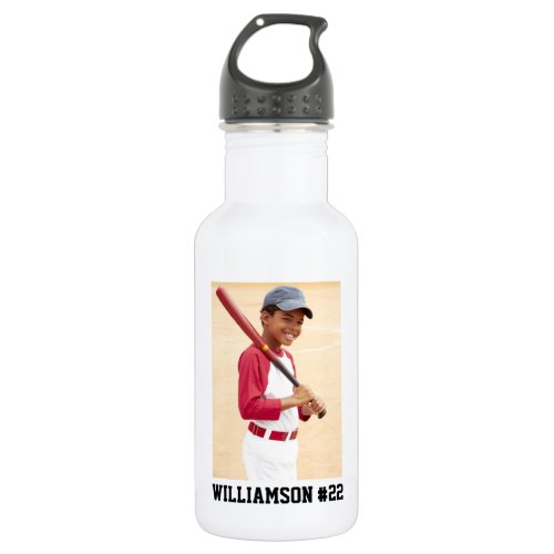 Your Photo Baseball or Your Sport _ Pick Color _ Stainless Steel Water Bottle