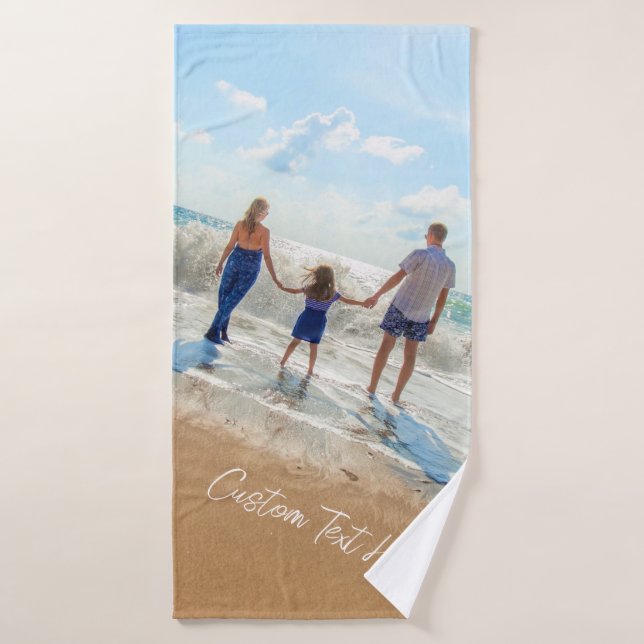 Your Photo Bath Towel Set with Custom Text (Bath Towel)