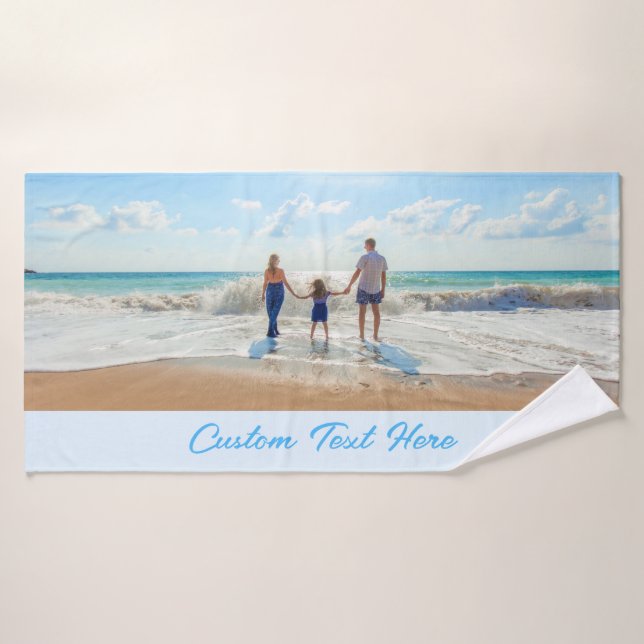 Your Photo Bath Towels Custom Text Personalized (Bath Towel)