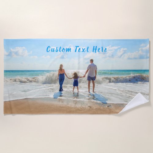Your Photo Beach Towel Custom Text Personalized