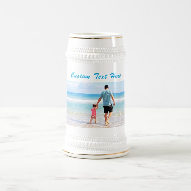 Your Photo Beer Stein Gift with Custom Text (Center)