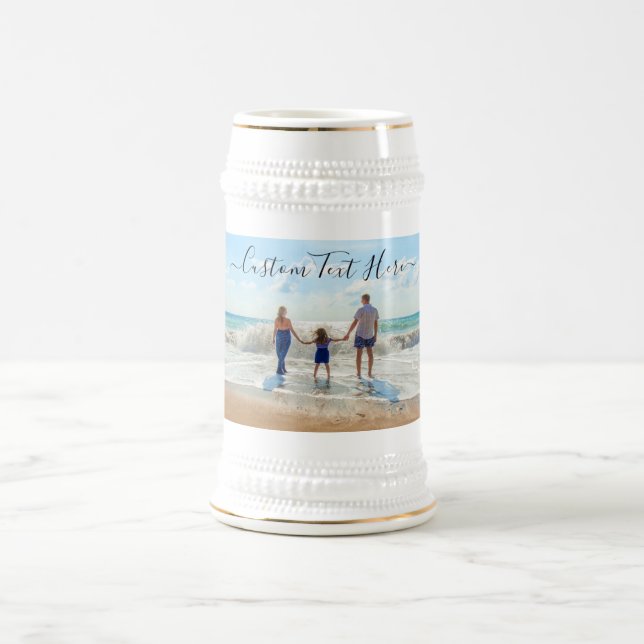 Your Photo Beer Stein with Custom Text (Center)