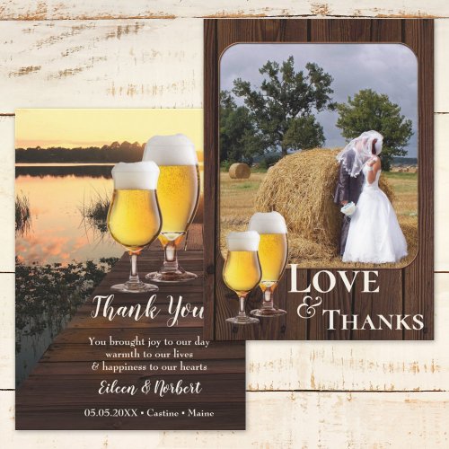 Your Photo Beer Themed Wedding Thank You Card