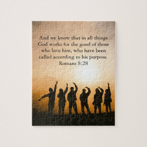 Your Photo Bible Verse Romans 828 Jigsaw Puzzle