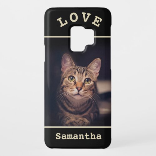 Your Photo Black and Gold LOVE Modern Elegant Case_Mate Samsung Galaxy S9 Case