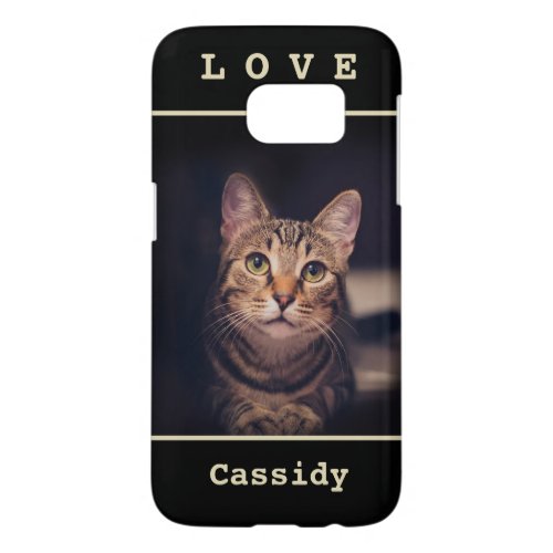 Your Photo Black and Gold LOVE Modern Elegant Samsung Galaxy S7 Case