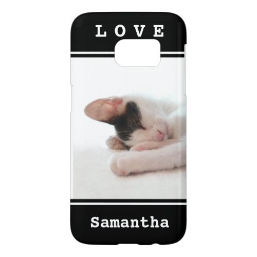Your Photo Black and White LOVE Modern Elegant Samsung Galaxy S7 Case