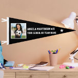 Your Photo Black or Pick Color Sports Pennant Flag<br><div class="desc">Your Photo Custom Sports Pennant Flag with star. Add your photo, name, number and team or school name. Customize the background by choosing your team or school colors. Great for your favorite local athlete in football, baseball, softball, soccer, tee ball, little league and more. Mom and Dad support your son...</div>