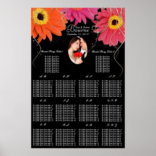 Your Photo Black  Plum Gerber Daisy Seating Chart