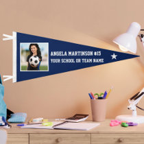 Your Photo Blue or Pick Color Sports Pennant Flag