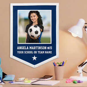 Your Photo Blue or Pick Color Sports Wall Pennant