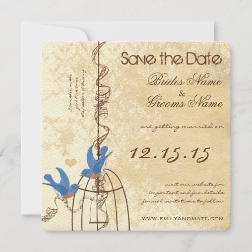 Your Photo Bluebirds Farmhouse Birdcage  Save The Date