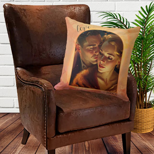 Your Photo Boho Love Vintage Design Pillow (Creator Uploaded)