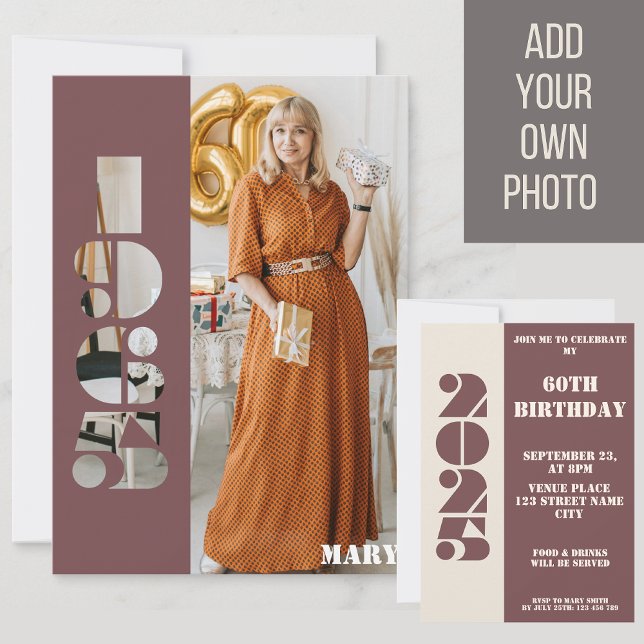 Your photo born 1965 61st birthday Invitation (Creator Uploaded)