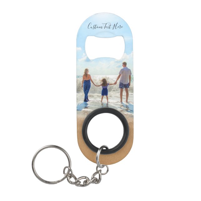 Your Photo Bottle Opener Keychain with Custom Text (Front)
