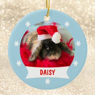 Your Photo Bunny Snowflake Christmas Ornament