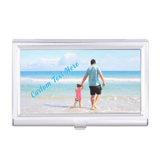 Your Photo Business Card Case Gift Custom Text (Front)
