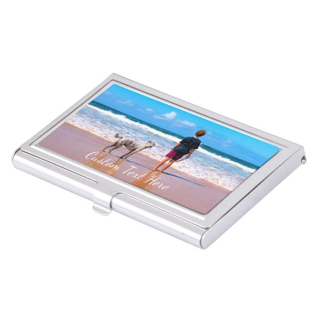Your Photo Business Card Case with Custom Text (Front)